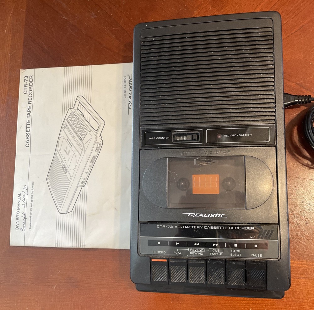 Vintage Realistic Ctr-73 Ac/batt. Cassette Recorder