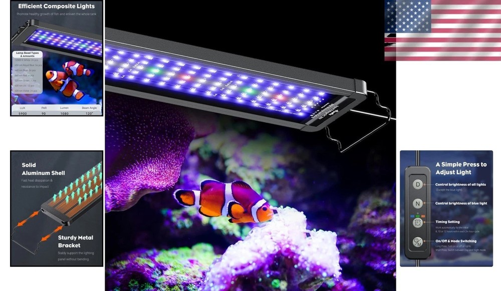 Adjustable Brightness LED Light for 36"-45" Fish Tanks