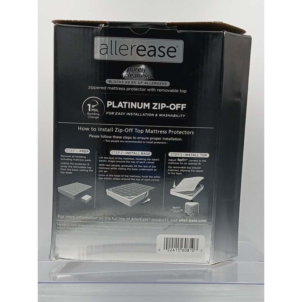 Allerease Purely Clean Pro Platinum Zip-Off Twin Mattress Protector Waterproof