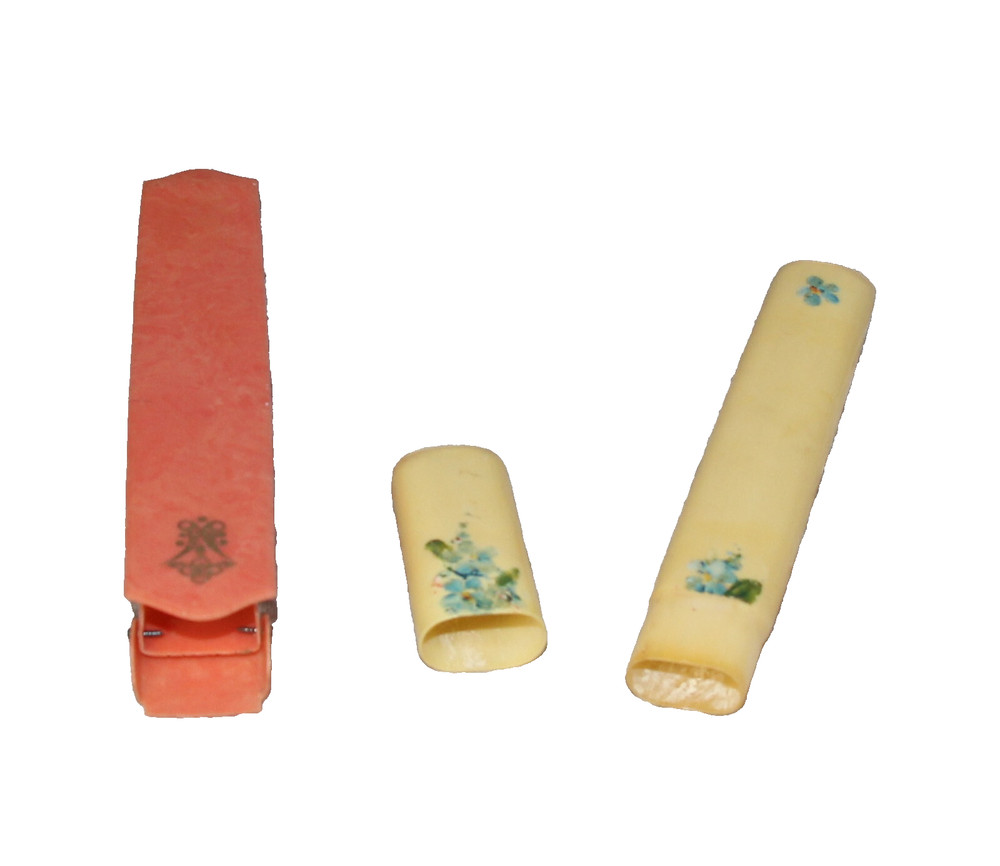 2 Antique Celluloid Toothbrush Holders Dentist Dentistry