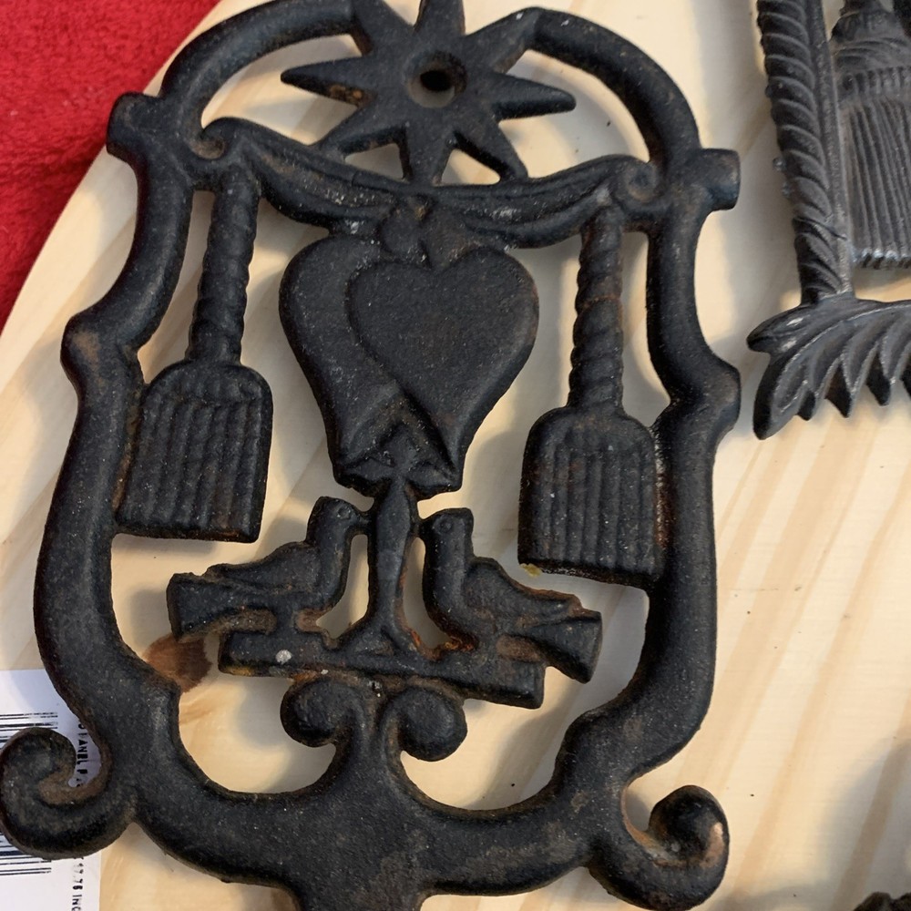 5 Antique Cast Iron Trivets
