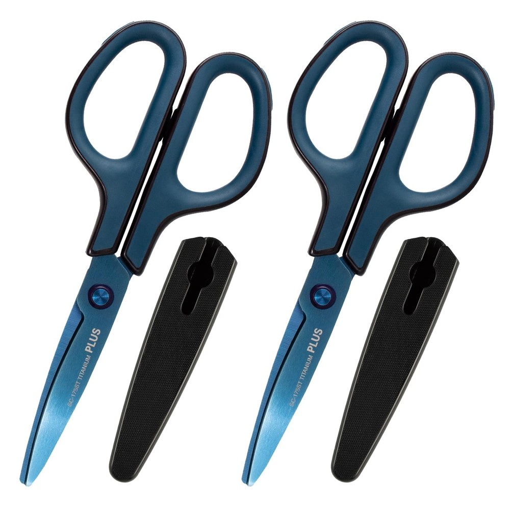 Plus Fit Cut Curve Titanium Scissors Blue