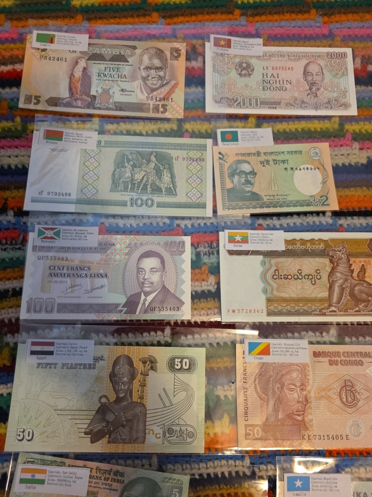 World Banknotes Currency Lot – 25 Countries – UNC / Circulated