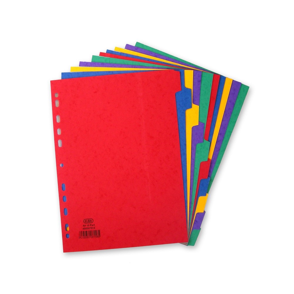 Elba A4 10 Part Pressboard Divider 1 Multi