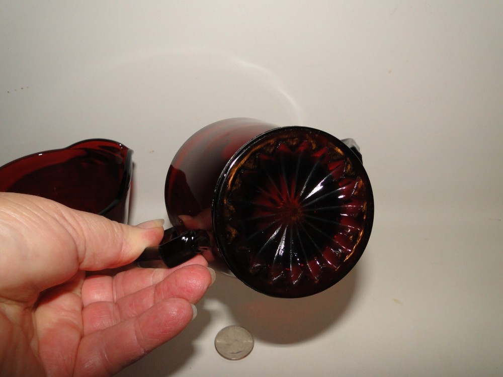 Hocking ROYAL RUBY RED FOOTED CREAMER & SUGAR, 3 1/4" Tall