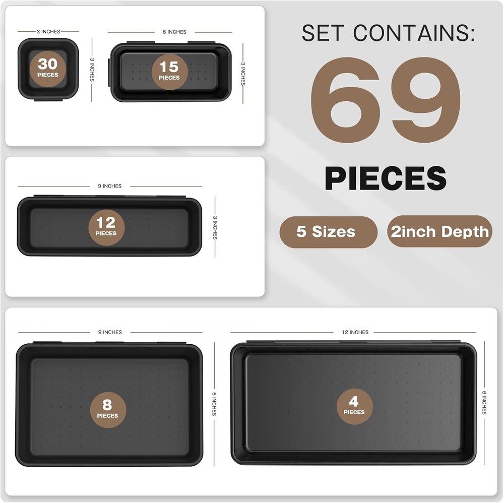 Compact 5 Size Tool Organizers - 69 Pieces Portable Storage for Easy Access