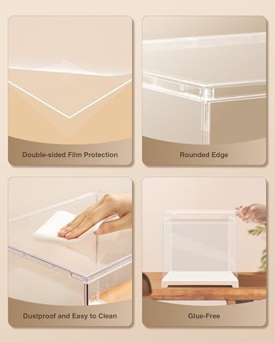 Acrylic Display Case Dust Cover for Collectibles, Stackable Showcase