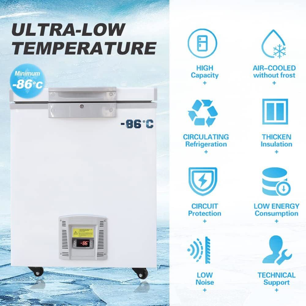 -86℃ 28L Ultra Low Temperature Freezer Samples Deep Cooling Refrigerator Fridge