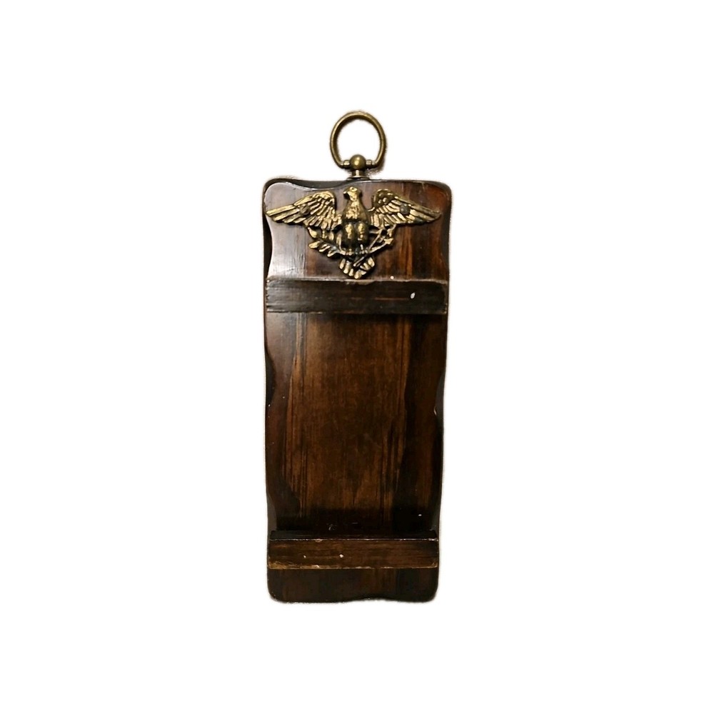 Vintage Wall Hanging Small Note Pad Holder W/Eagle 9"x4"