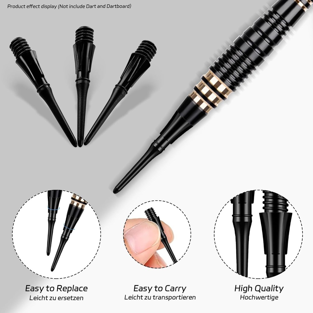 CyeeLife 2BA Thread Soft Tip Dart Points - Plastic Tips - 2BA, 1000pcs