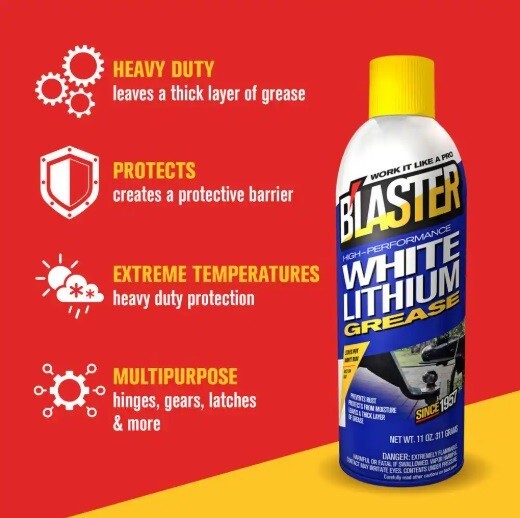 Blaster 11 oz. High-Performance White Lithium Grease Spray