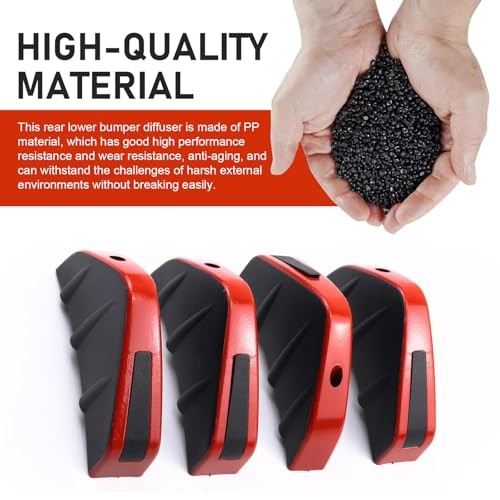 Car Lower Bumper Lip Diffuser, Anti-scratch Triangular-shape Bumper 4 PCS Red