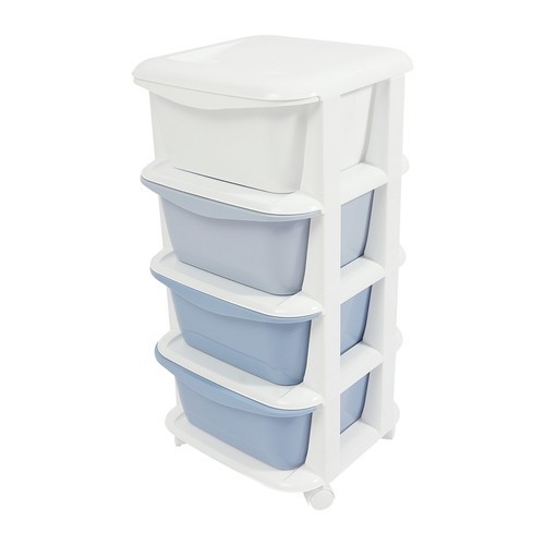 4 Tier Gradient Organizer Storage Box Blue Gradient with Wheels Pushable