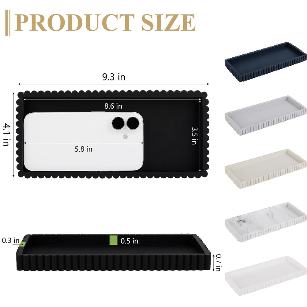 Silicone Bathroom Tray Small Vanity Organizer Rectangle Sink Caddy Sponge Hol...