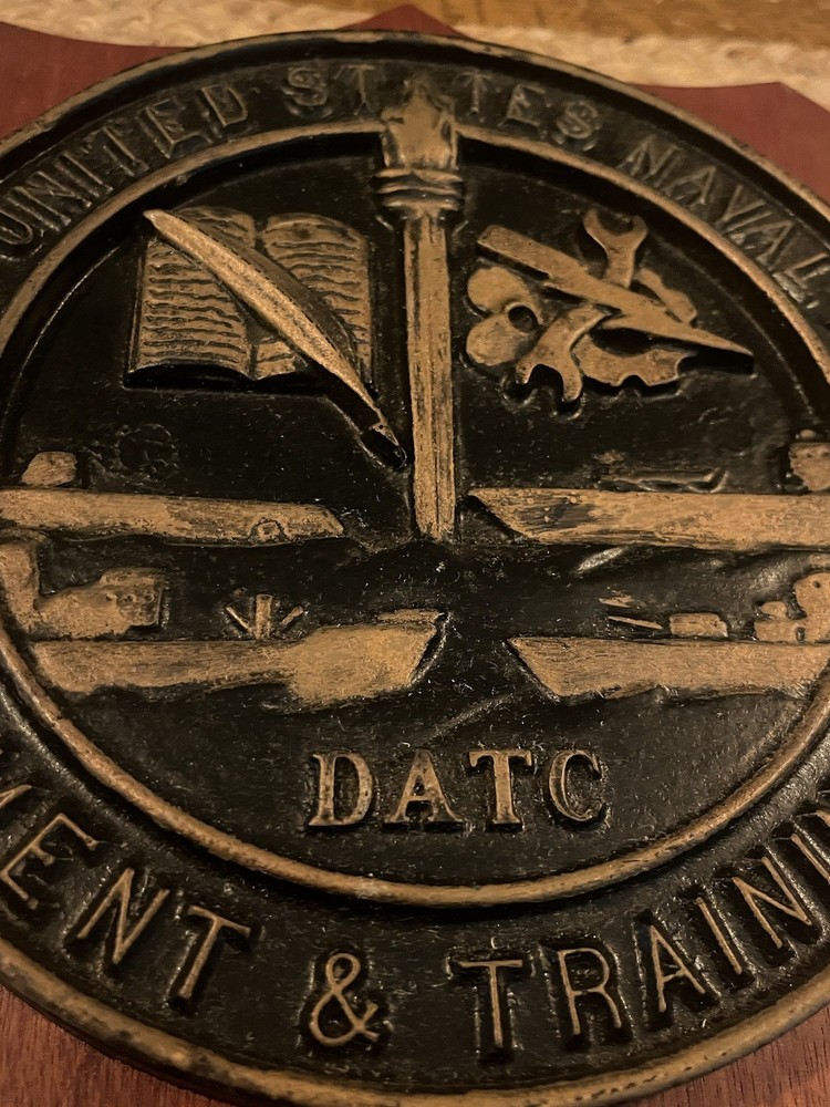 RARE & Historical Naval Plaque US Navy DATC Command Plaque - Solid Brass Shield