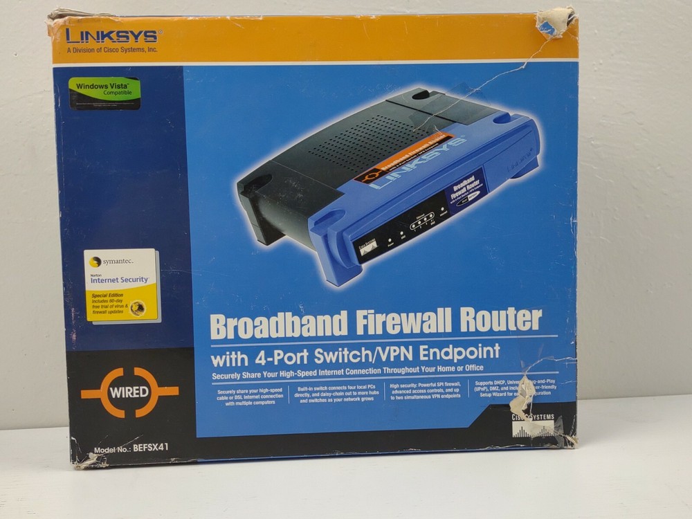 LINKSYS-(BEFSX41)-EtherFast Cable/DSL Firewall Router-4-Port Switch/VPN W/ Cable