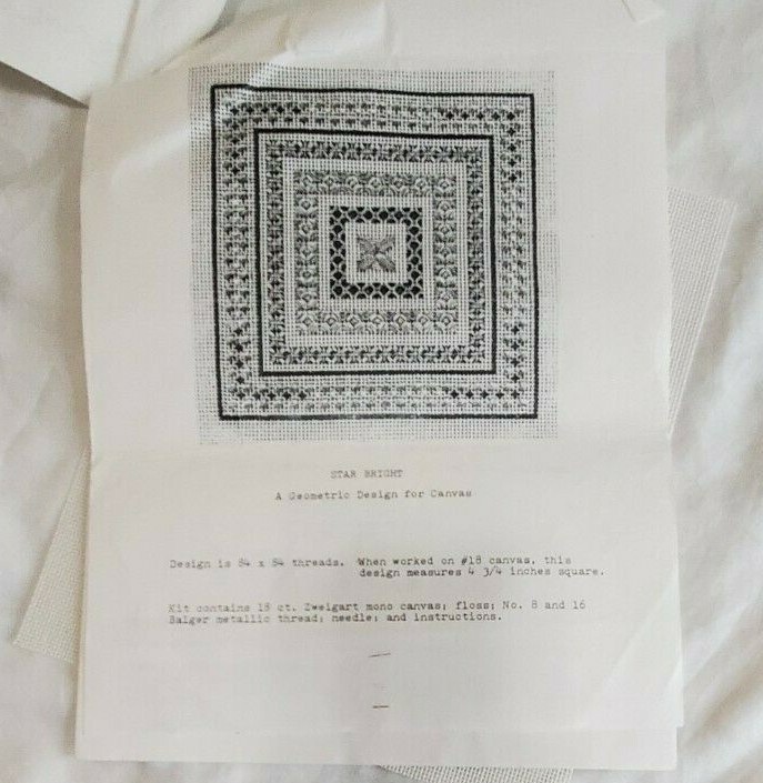 Needlepoint Pattern & 18ct Mesh STAR BRIGHT Westridge Designs Jody Gergens ©1983