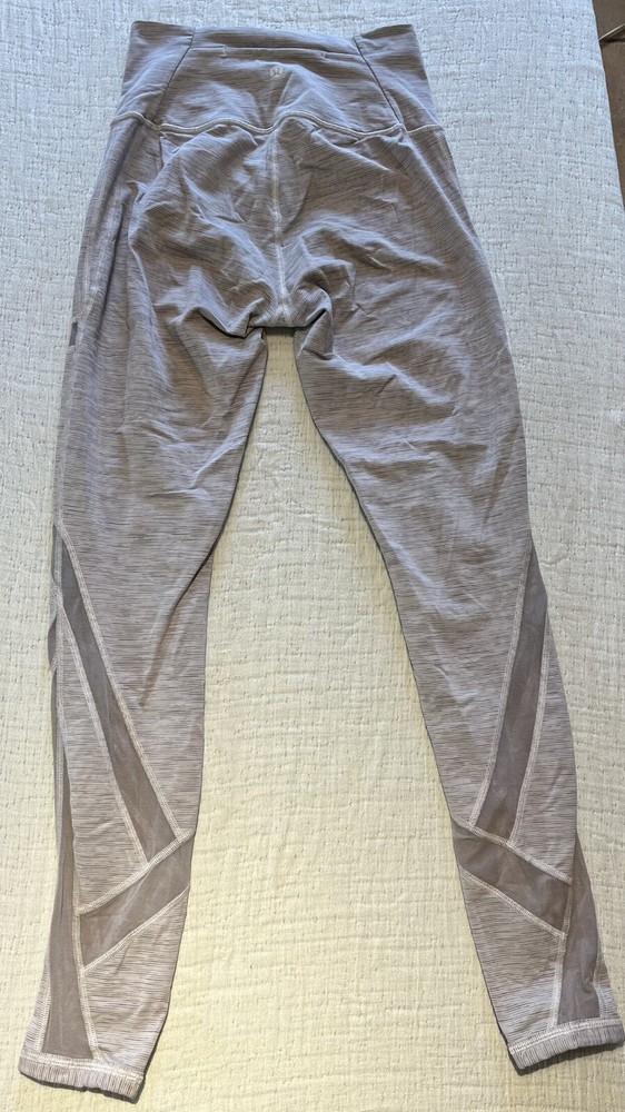 Size 6 Lululemon Grey Space Stripe Mesh Panel Legging