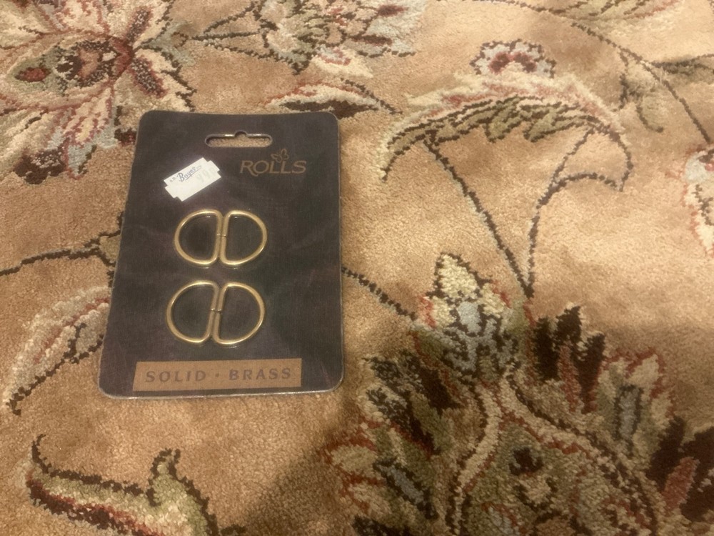 Rolls Sold Brass Tie Back 'D' Rings x 4