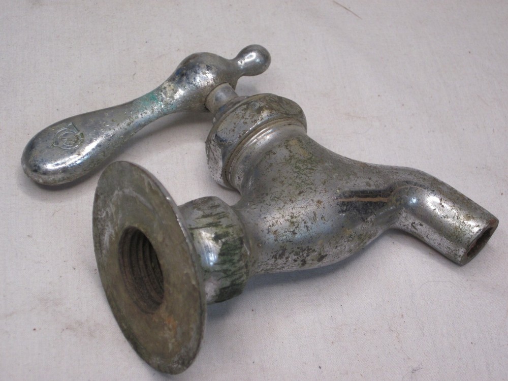 vintage faucet chrome marked handle " E " threaded hole