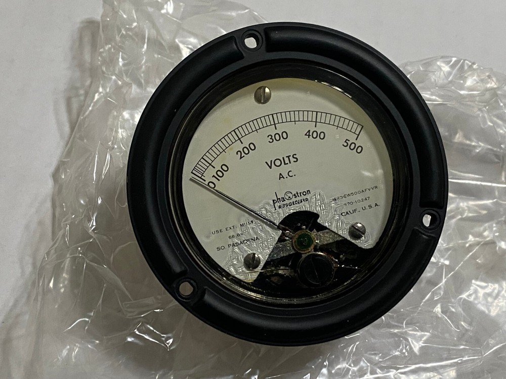 Phaostron Ruggedized 0-500 Volt MR36W500AFVVR 370-10247 Panel Meter -Cracked