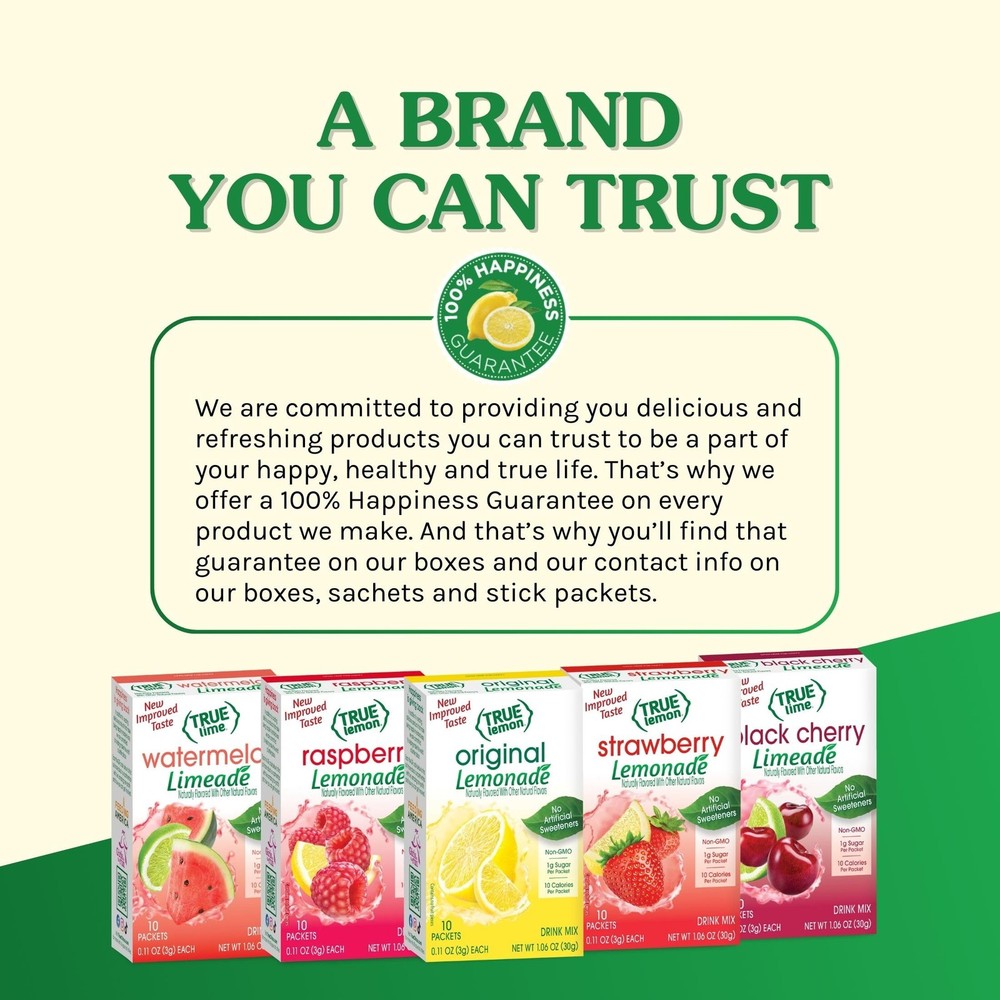 True Lemon Raspberry Lemonade Water Enhancer Drink Mix (30 Packets), Low