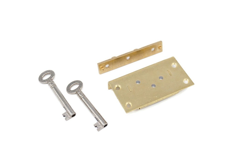 Half Mortise Lock Chest Trunk Medium Box Lock Solid Brass Cabinet Lock 2 Keys