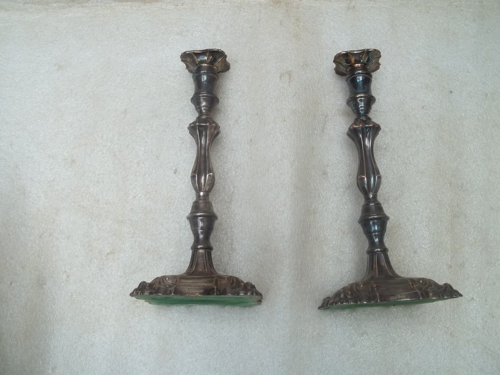 Antique Victorian Silver Plated Candlesticks.