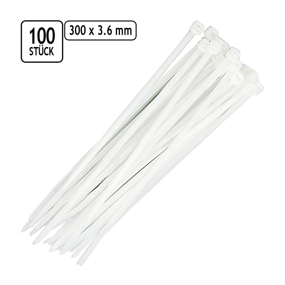 Cable Holder 100 Pieces Cable Ties 300 x 3.6 mm White
