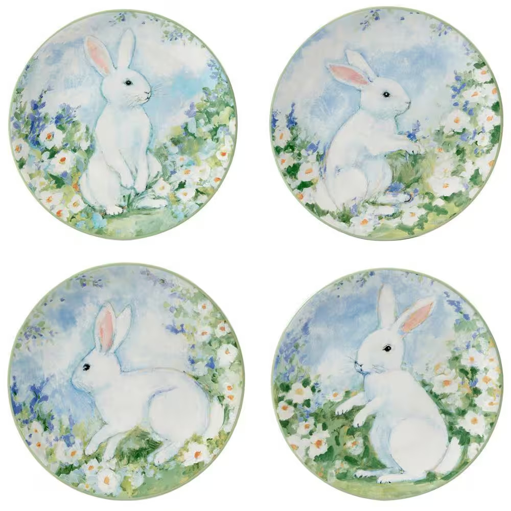 Easter Morning 16-Piece Assorted Colors Earthenware Dinnerware Set (Service for