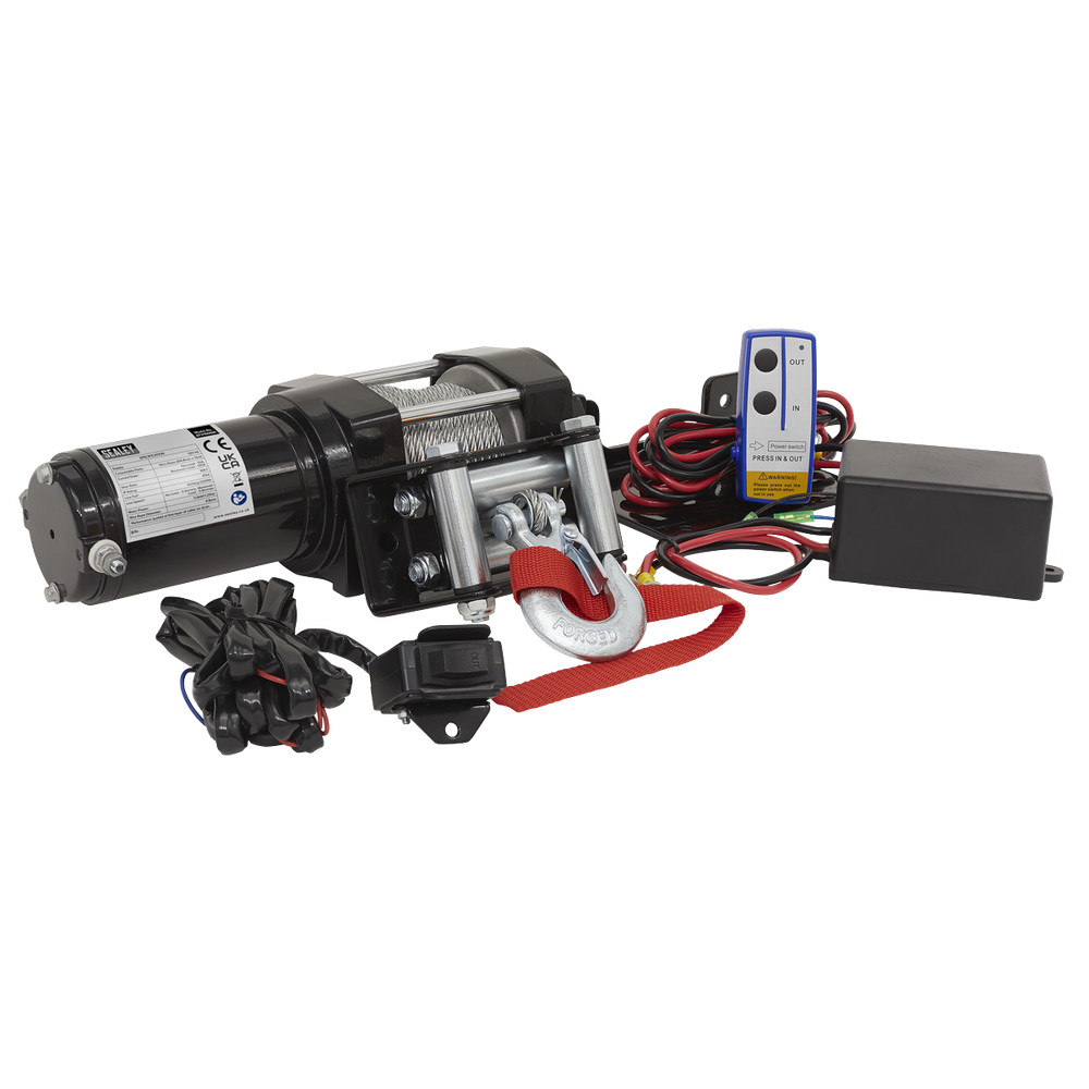 Sealey ATV Winch 1000kg Line Pull Wireless 12V Pull & Turn Clutch ATV1000W