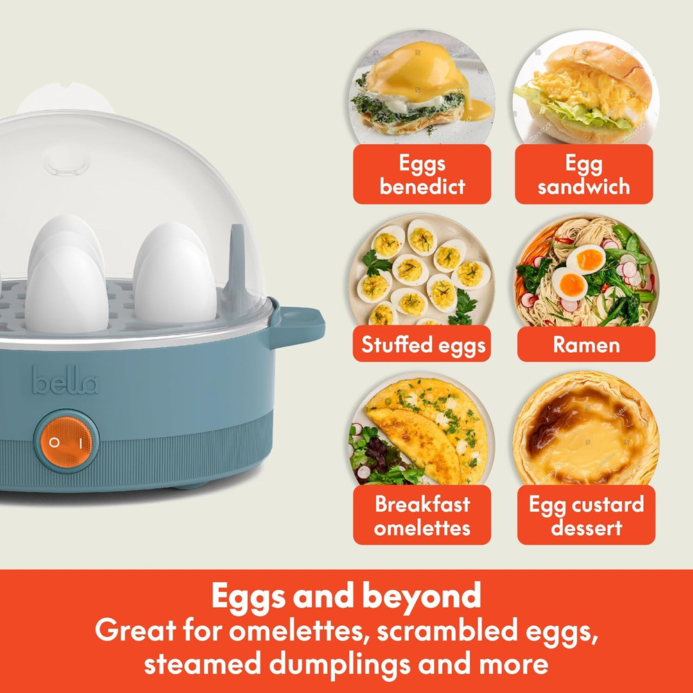 Electric Egg Cooker, 7 Eggs Capacity Tray, Single Stack, for Poached, Scrambled,