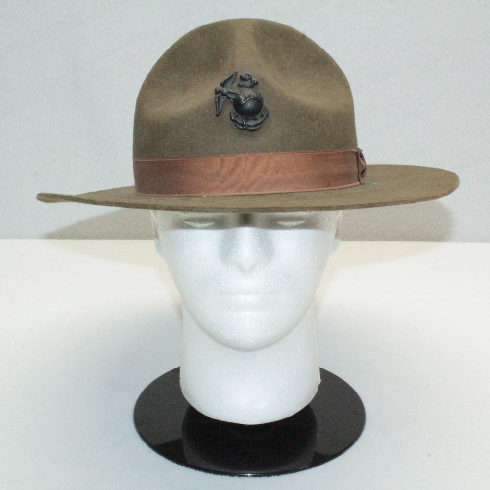 US Army Olive Green Felt Hat Drill Sergeant Instructor A40: Even Size 7⅜