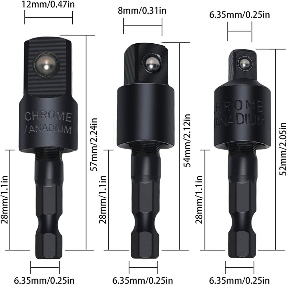 Flexible Drill Bit Extension Set with Right Angle Attachment, 360° One Size