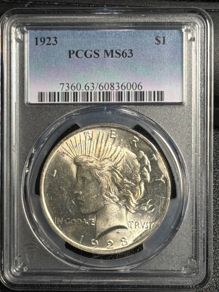 1923 Peace Silver Dollar PCGS MS-63 MINT ERROR RIM CLIP