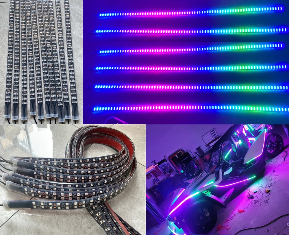 Triple Double Single Row WHITE + RGB + CHASING Light Strips Slingshot SET