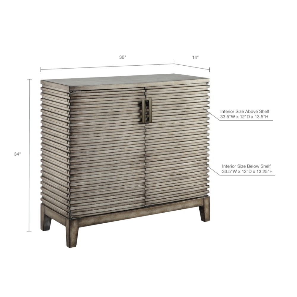 Ridge Accent Chest,features two doors,Solid wood, Wood Finish: Grey