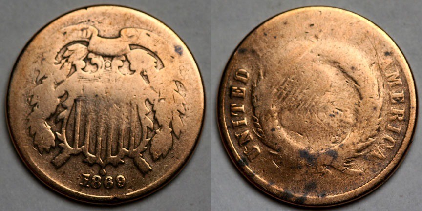 1869  Two  Cent Piece