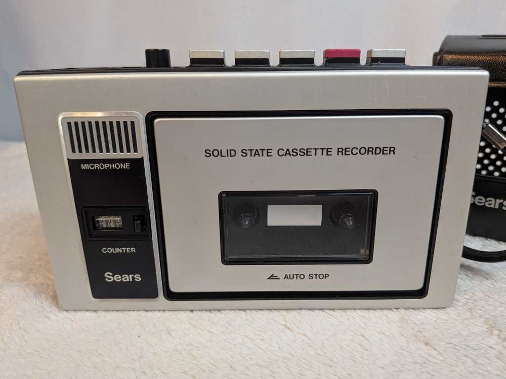 Sears Solid State Cassette Recorder Auto Stop - Portable w/ Case