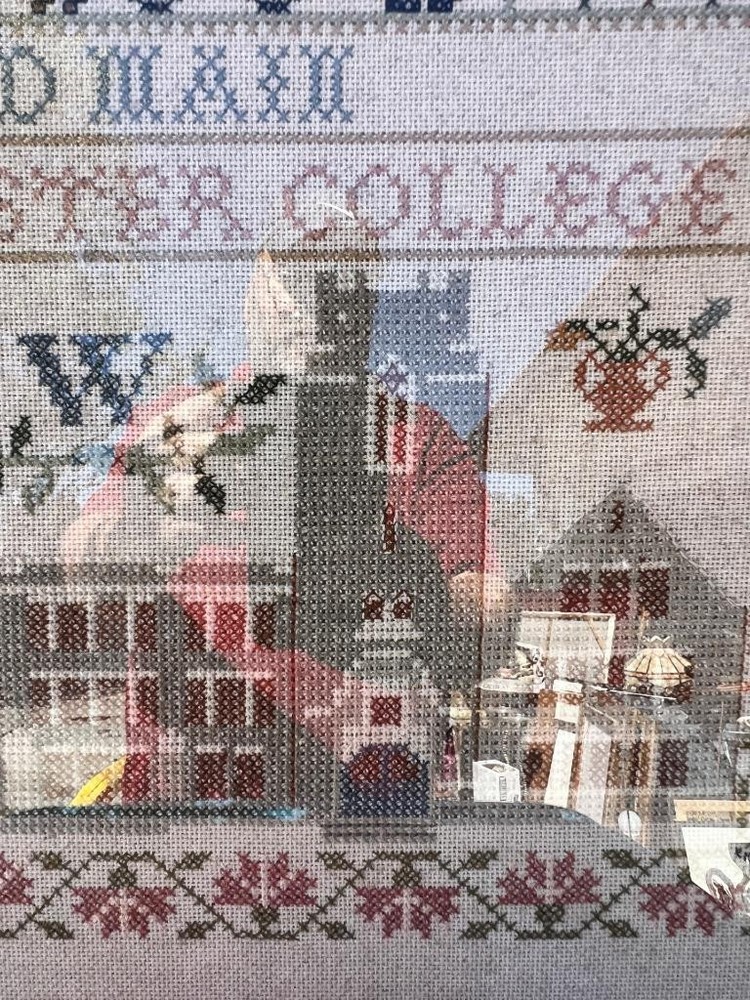 Vintage Completed Needlework Cross Stitch Westminster Sampler