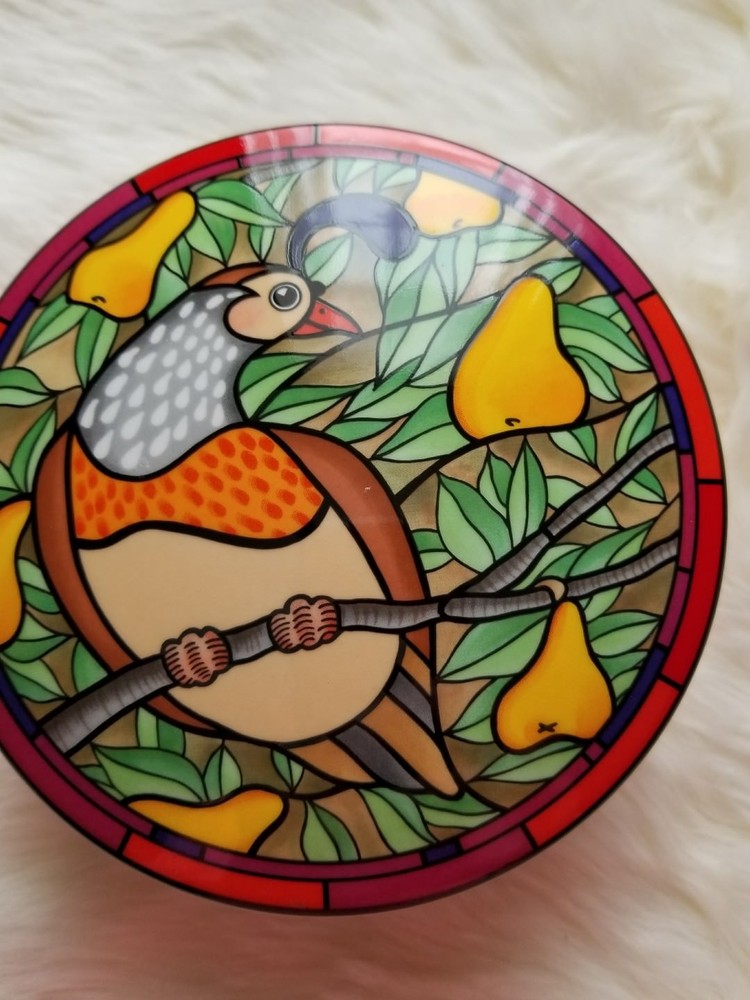 Mikasa ~ 4.75" Diameter ~ Trinket Box ~ Multicolor ~ FX076 ~ Pear Tree ~ Japan