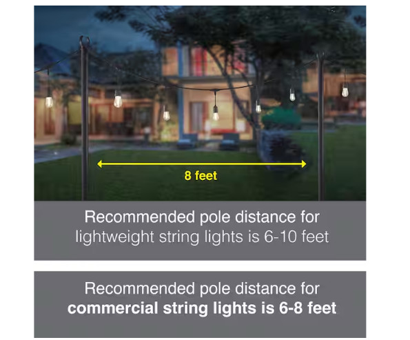 Hampton Bay 9.8 ft. String Light Pole in Black (1-Pack)