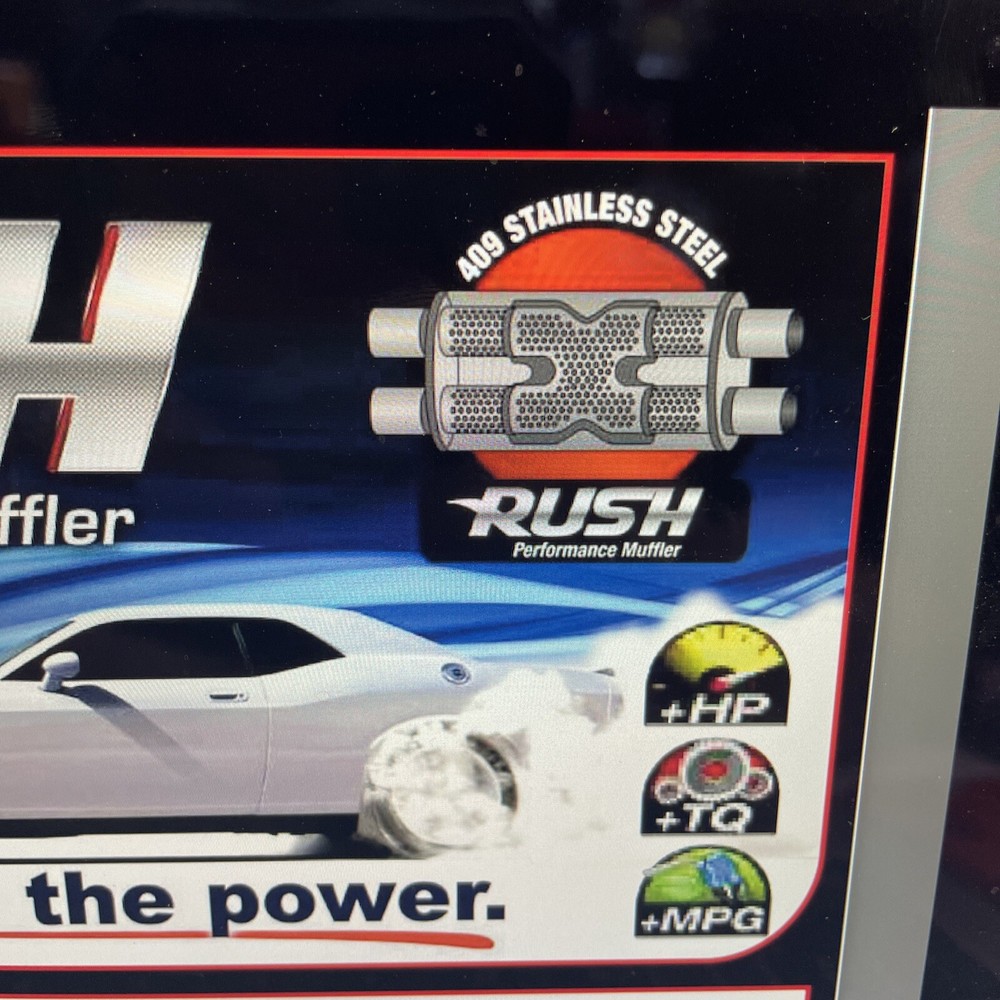 Rush Performance Perforated 3” Offset Inlet And Outlet Muffler Straight Through