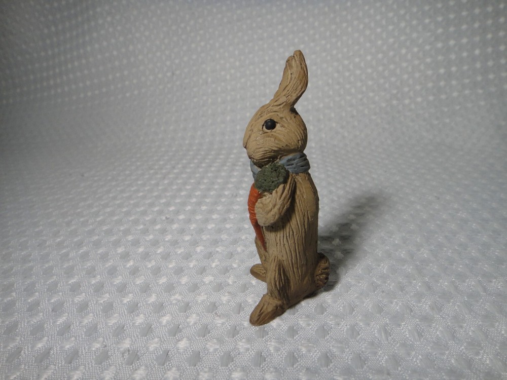 Small Easter Bunny Figurine With Carrot Ceramic Figure