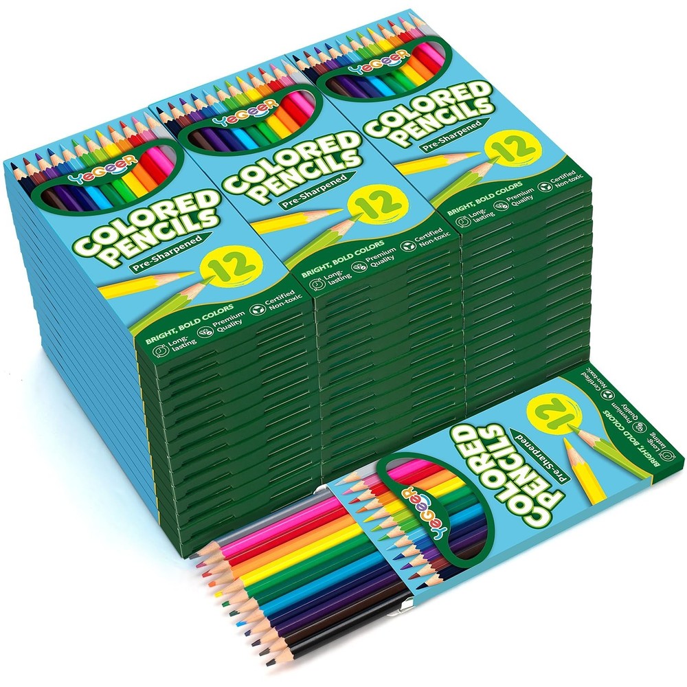 528 Count Colored Pencils Bulk, 12 Assorted Colors, 44 Packs Pre-sharpened Co...