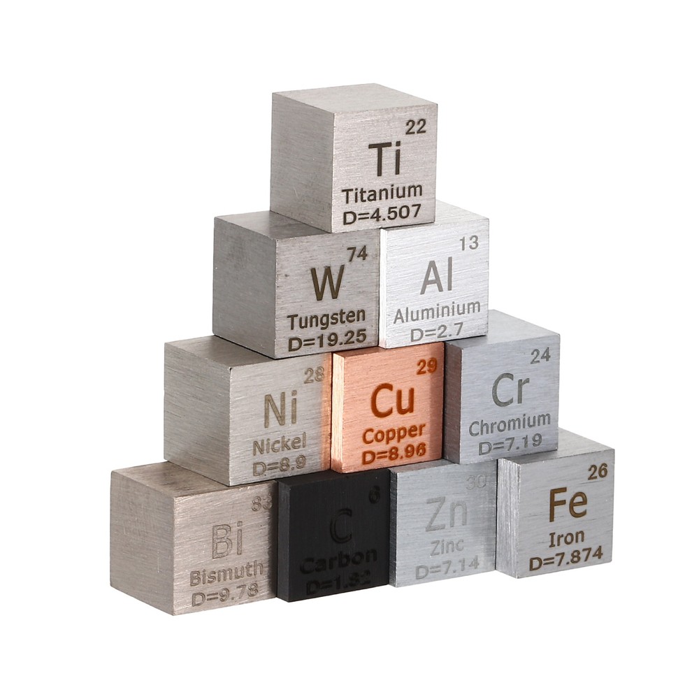 10 x Element Cube 10mm Density Cube High Density Element Metal Periodic Table