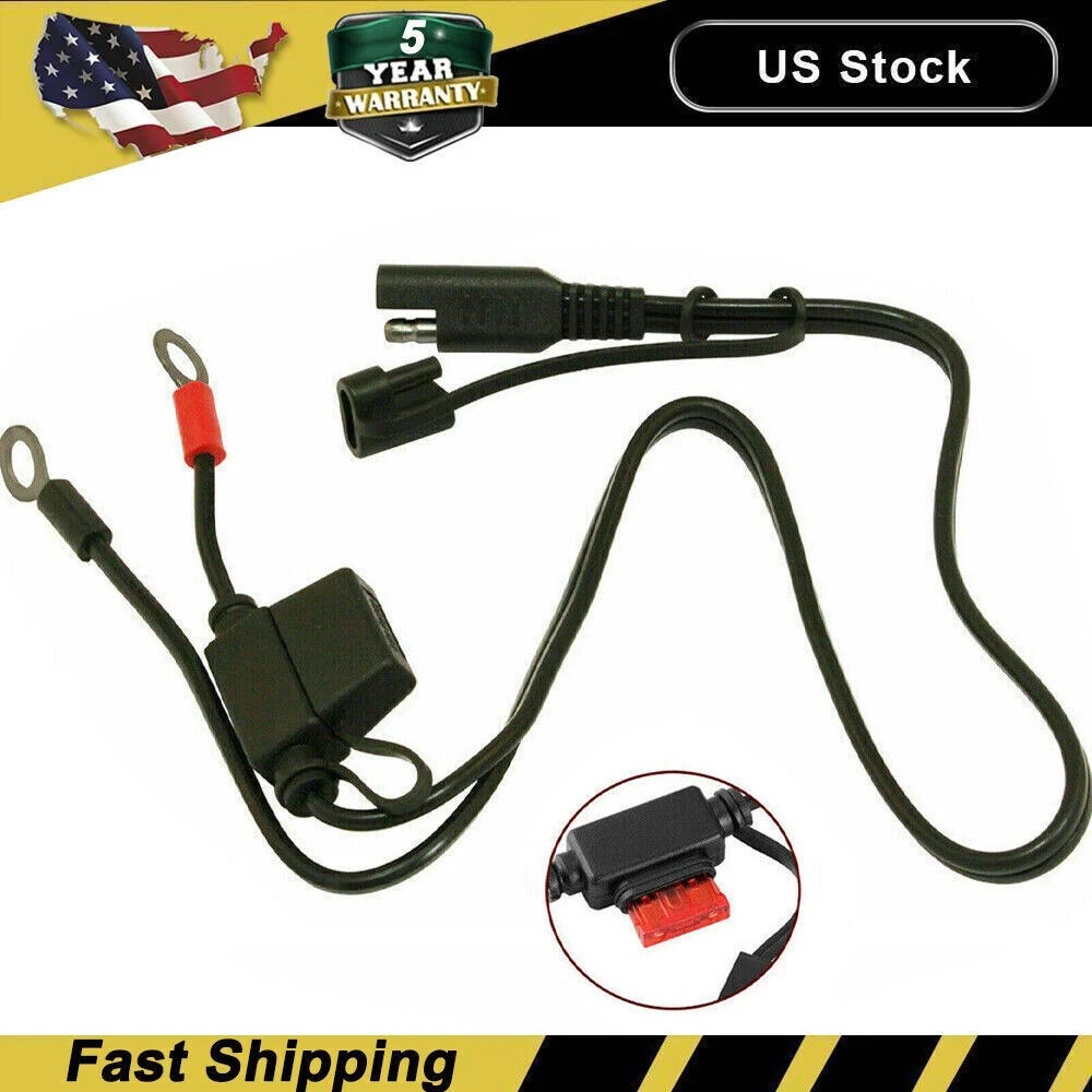 SAE 2Pin Ring Terminal Battery Cord Tender Cable Harness Wire Plug Quick Connect