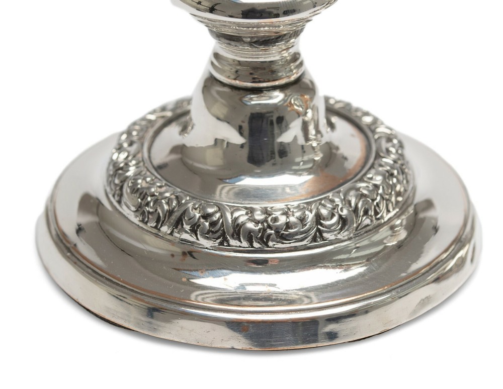 Pair Antique Victorian Silver Plated over Copper Telescoping Candlesticks