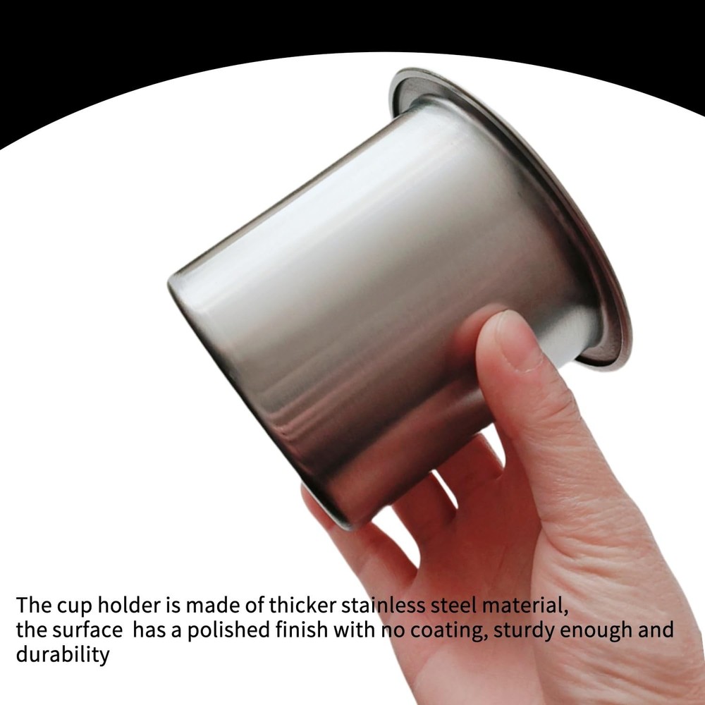 2Pcs Stainless Steel Cup Holder Insert Sofa Recliner silver