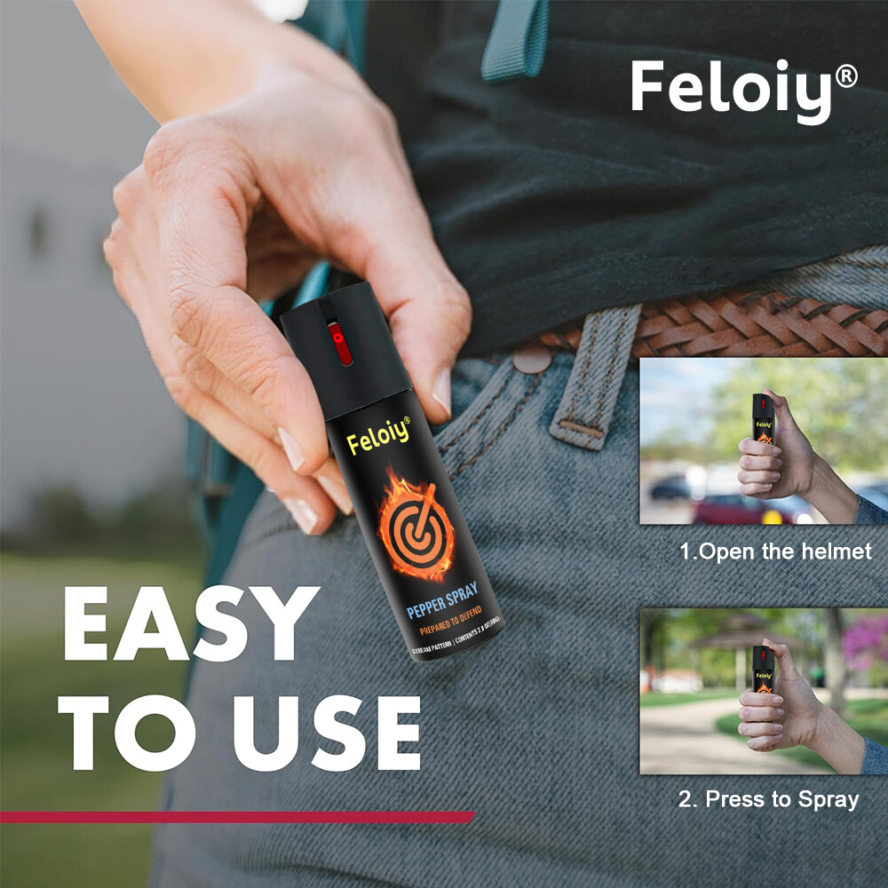Feloiy Pepper Spray 2oz Maximum Strength Self Defense Security Black